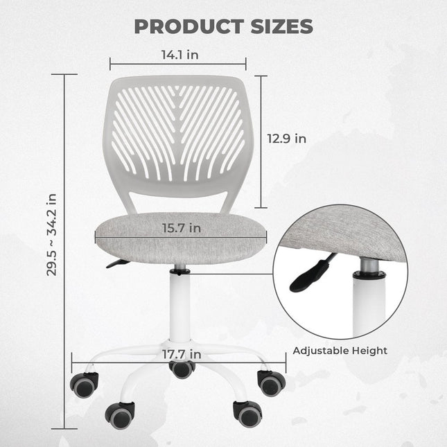Gray and White Adjustable Height Swivel Rolling Office Chair