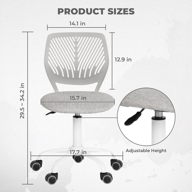 Gray and White Adjustable Height Swivel Rolling Office Chair HomeRoots
