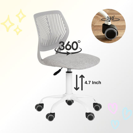 Gray and White Adjustable Height Swivel Rolling Office Chair HomeRoots