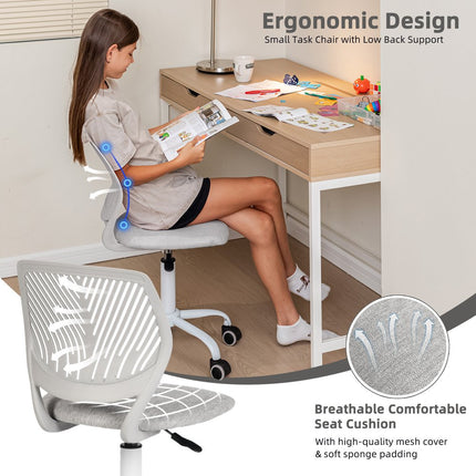 Gray and White Adjustable Height Swivel Rolling Office Chair HomeRoots