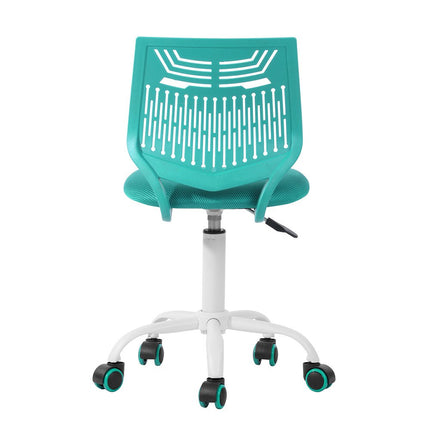 Aqua and White Adjustable Height Swivel Rolling Office Chair HomeRoots