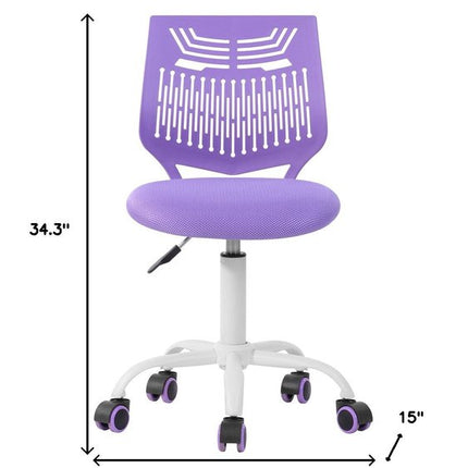 Purple and White Adjustable Height Swivel Rolling Office Chair HomeRoots
