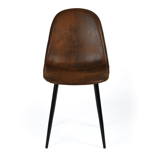 Set of Four Espresso and Black Faux Suede and Steel Dining Side Chairs HomeRoots