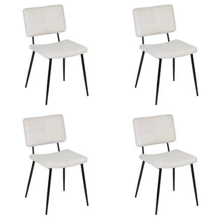Set of Four Beige and Black Fabric and Steel Dining Side Chairs