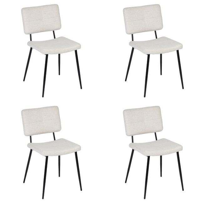 Set of Four Beige and Black Fabric and Steel Dining Side Chairs