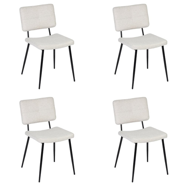 Set of Four Beige and Black Fabric and Steel Dining Side Chairs HomeRoots