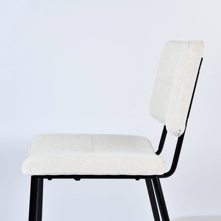 Set of Four Beige and Black Fabric and Steel Dining Side Chairs