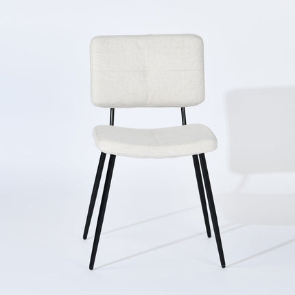 Set of Four Beige and Black Fabric and Steel Dining Side Chairs