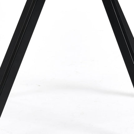 Set of Two Beige and Black Fabric and Steel Dining Arm Chairs