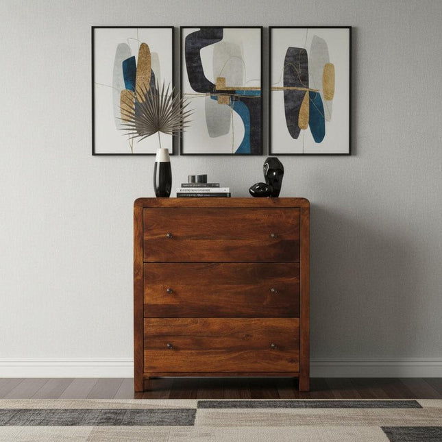 28" Brown Solid Wood Three Drawer Sideboard HomeRoots