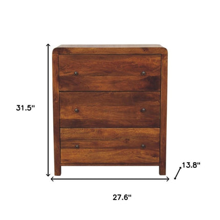 28" Brown Solid Wood Three Drawer Sideboard HomeRoots