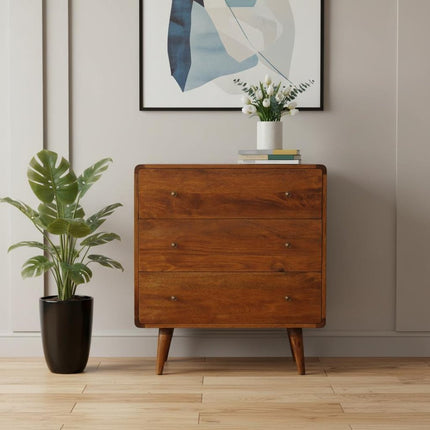 28" Brown Solid Wood Three Drawer Sideboard HomeRoots
