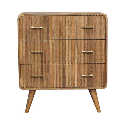 28" Brown Solid Wood Three Drawer Sideboard HomeRoots