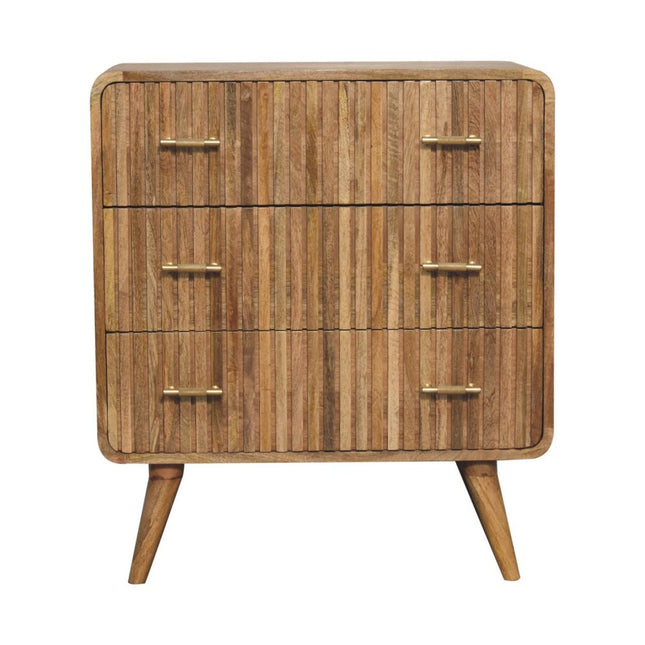 28" Brown Solid Wood Three Drawer Sideboard HomeRoots