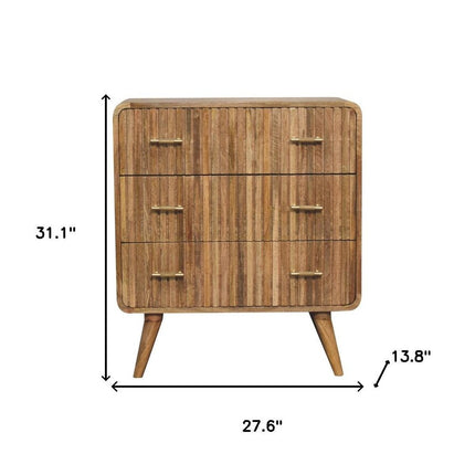 28" Brown Solid Wood Three Drawer Sideboard HomeRoots