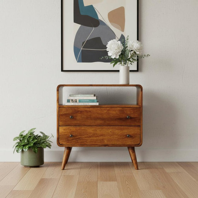 28" Brown Solid Wood Two Drawer Sideboard HomeRoots
