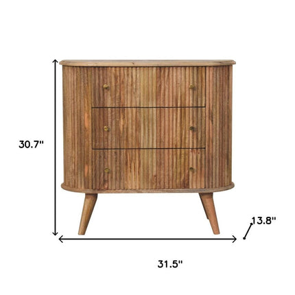 32" Brown Solid Wood Three Drawer Sideboard HomeRoots