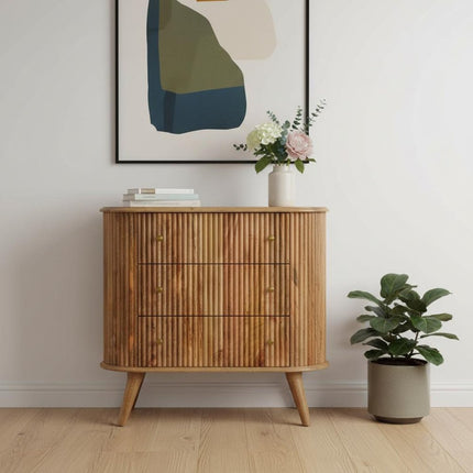 32" Brown Solid Wood Three Drawer Sideboard HomeRoots