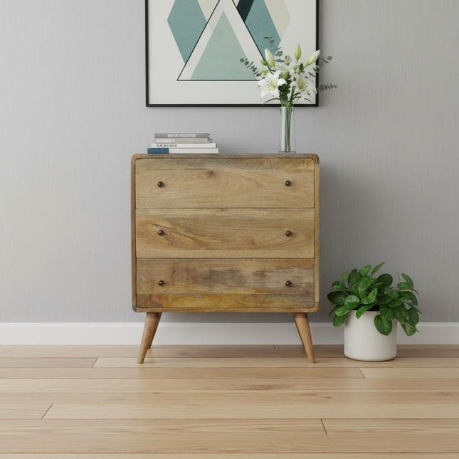 28" Brown Solid Wood Three Drawer Sideboard HomeRoots