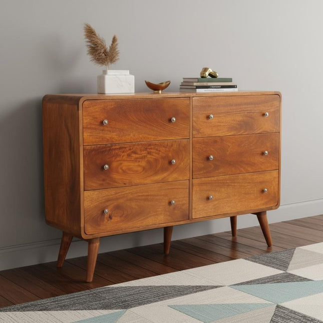 47" Brown Solid Wood Six Drawer Sideboard HomeRoots
