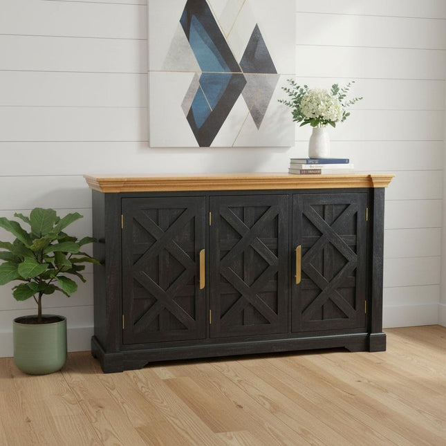 59" Brown Solid Wood Two Drawer Sideboard HomeRoots