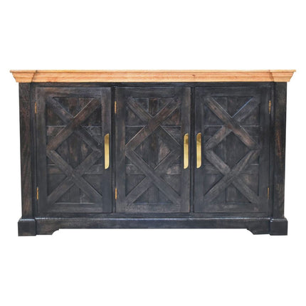 59" Brown Solid Wood Two Drawer Sideboard HomeRoots