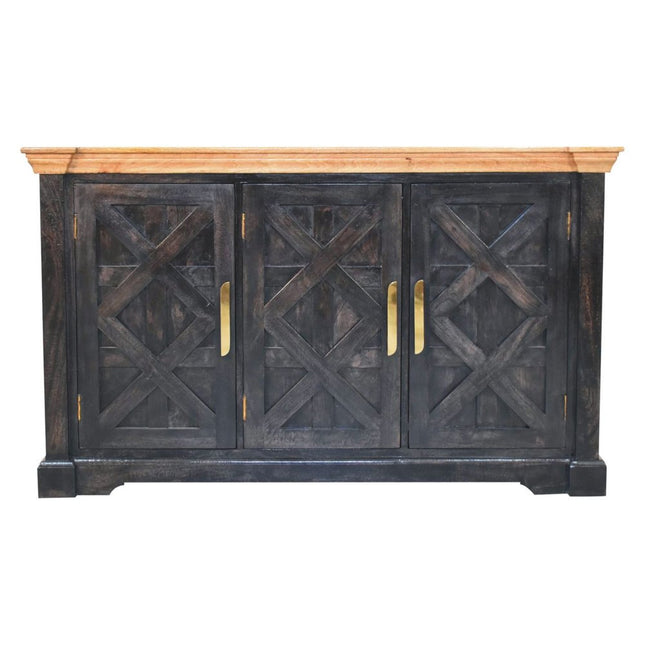 59" Brown Solid Wood Two Drawer Sideboard HomeRoots