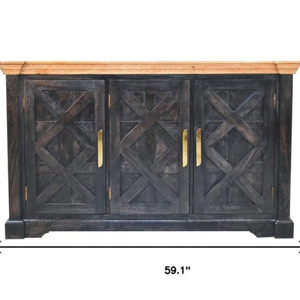 59" Brown Solid Wood Two Drawer Sideboard HomeRoots