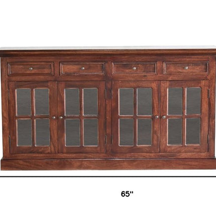 65" Brown Solid Wood Six Drawer Sideboard HomeRoots