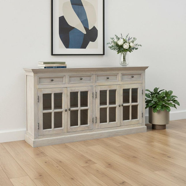65" Brown Solid Wood Four Drawer Sideboard HomeRoots