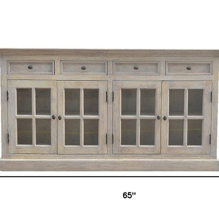 65" Brown Solid Wood Four Drawer Sideboard HomeRoots
