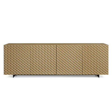 94" Gold Wood Carved Geometric Sideboard With Four Doors HomeRoots
