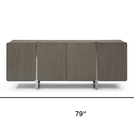 79" Light Gray Wood Sideboard With Four Doors HomeRoots