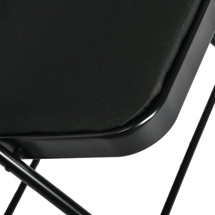 Set of Four Black Faux Leather and Steel Folding Chairs