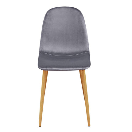 Set of Four Gray and Oak Velvet and Steel Dining Side Chairs HomeRoots