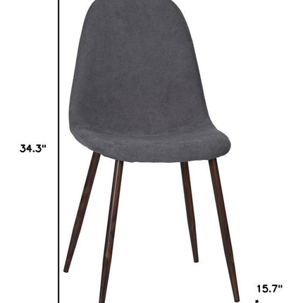 Set of Four Gray and Brown Fabric and Steel Dining Side Chairs