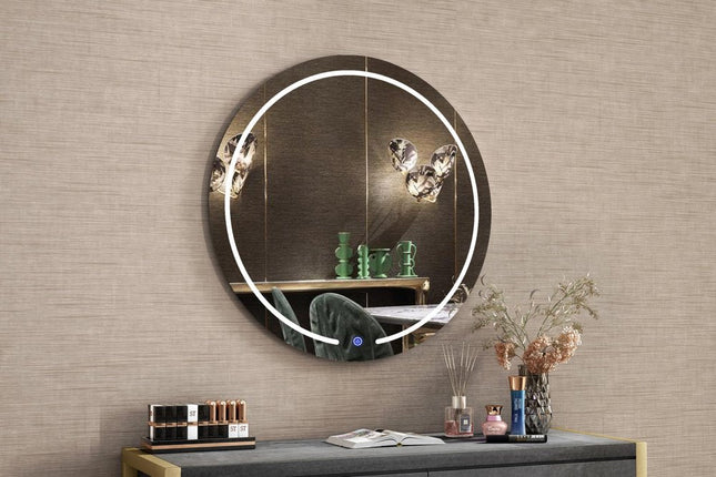 39" Clear Round Lighted Frameless Bathroom Vanity Mirror HomeRoots