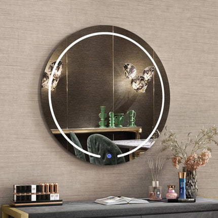 39" Clear Round Lighted Frameless Bathroom Vanity Mirror HomeRoots