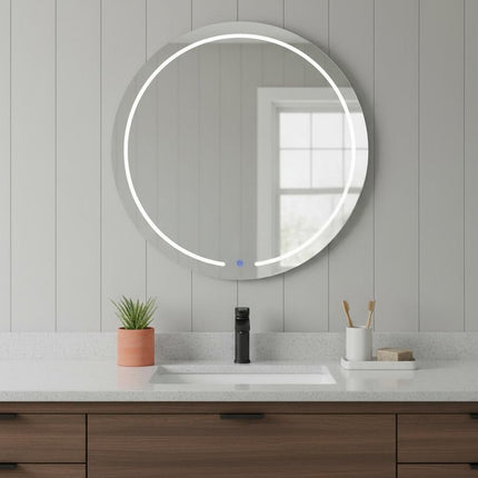 39" Clear Round Lighted Frameless Bathroom Vanity Mirror HomeRoots