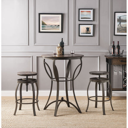 ACME 71940 Gavino 3 Piece Pack Bar Set, Walnut & Sandy Black