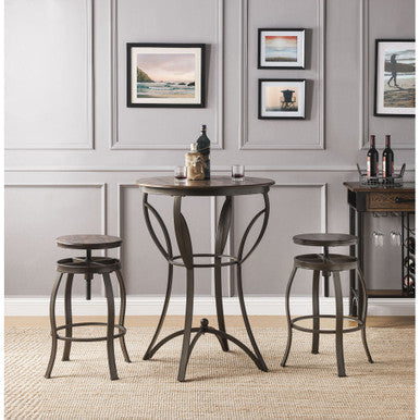 ACME 71940 Gavino 3 Piece Pack Bar Set, Walnut & Sandy Black ACME Furniture