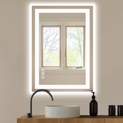 28" Lighted Frameless Bathroom Vanity Mirror HomeRoots