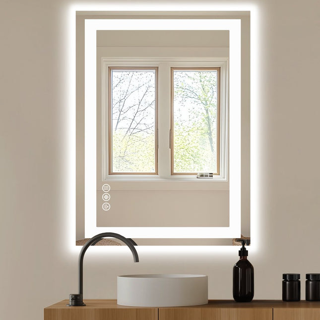 36" Lighted Frameless Bathroom Vanity Mirror