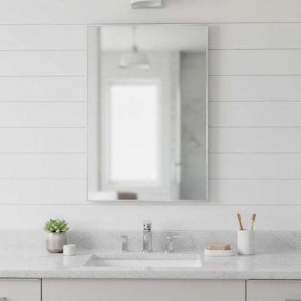 38" Silver Aluminum Framed Bathroom Vanity Mirror HomeRoots