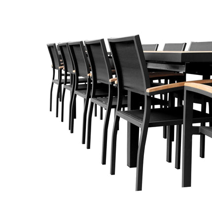 13 Piece Brown Solid Wood Dining Set with Twelve Chairs HomeRoots