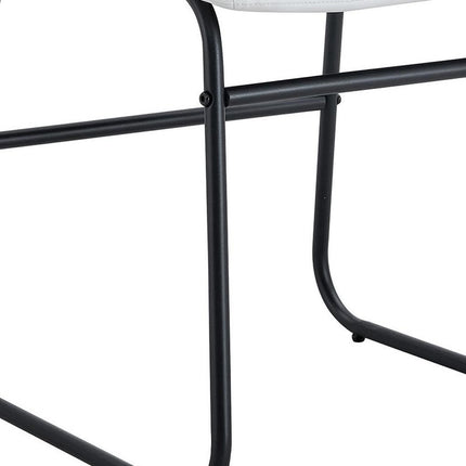 Set of Four White and Black Faux Leather and Metal Dining Side Chairs