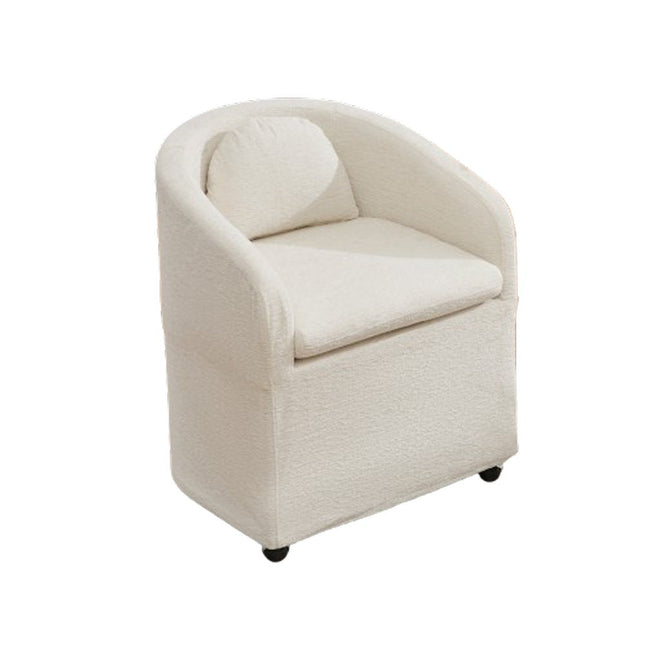 Beige Chenille Wing Back Dining Side Chair With Wheels HomeRoots