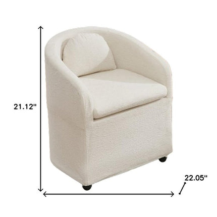 Beige Chenille Wing Back Dining Side Chair With Wheels