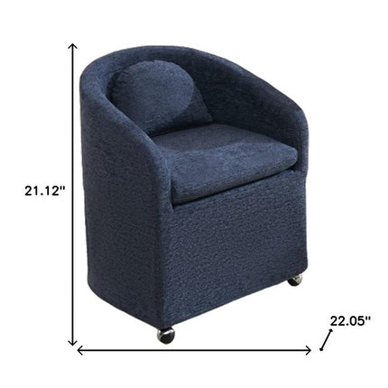 Blue Chenille Wing Back Dining Side Chair