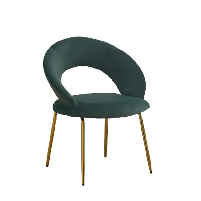 Green and Gold Velvet and Metal Curved Back Dining Side Chair HomeRoots